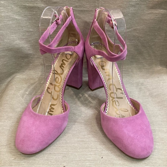 SAM EDELMAN Sz 8.5 Pink Leather Upper Strappy Buckle Closure Heeled Sandals NWOT - Picture 2 of 16